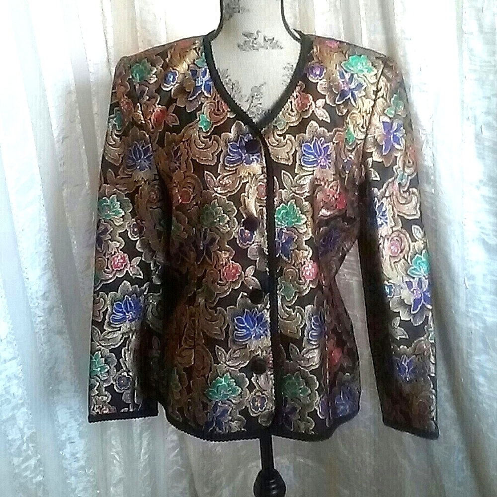Vintage Talbots Kathryn Conover Metallic Brocade Blazer Jacket